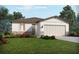 Charming one-story home with a two-car garage, lush lawn, and beautiful landscaping at 193 Lazy Shore Dr, Nokomis, FL 34275