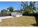 Detached white garage with black accents, surrounded by a well-maintained lawn and dark fencing at 4115 N Central Ave, Tampa, FL 33603