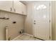 Utility room with overhead cabinets and back door at 7221 King Arthur Dr, Port Richey, FL 34668