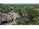 Aerial view of a single-Gathering home surrounded by mature trees and a fenced backyard at 12802 Cattail Shore Ln, Riverview, FL 33579
