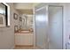 Bathroom featuring a vanity, shower, and decorative accents at 268 Cory St, Port Charlotte, FL 33953
