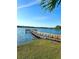 Picturesque view of a wooden dock extending into a tranquil lake on a sunny day at 2055 Lakeview Dr, Clearwater, FL 33763