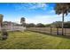 Large backyard with a white picket fence and mature trees, ready for outdoor enjoyment at 4043 Topsail Trl, New Port Richey, FL 34652