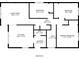 Detailed floor plan showcasing the layout of the living room, bedrooms, kitchen, and bathrooms at 4010 Emerson S Ave, St Petersburg, FL 33711
