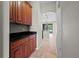Pantry features dark cabinets, granite countertops, and tiled flooring at 11818 Gilmerton Dr, Riverview, FL 33579