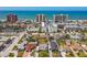 Stunning aerial view of a neighborhood near the ocean, showcasing the community's coastal charm and proximity to the beach at 15406 2Nd E St, Madeira Beach, FL 33708