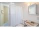 Small bathroom with toilet, shower/tub, vanity with mirror, and light fixture at 4100 46Th N Ave, St Petersburg, FL 33714
