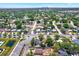 Wide aerial view of neighborhood streets, lush landscaping, and a distant city skyline at 6220 Pershing Ne St, St Petersburg, FL 33702