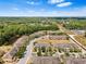Aerial view of a vibrant neighborhood with community buildings, lush landscapes, and a tranquil pond at 2943 Willowleaf Ln, Wesley Chapel, FL 33544