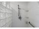 Walk in shower with glass block and shower head at 408 Eunice Dr, Plant City, FL 33563