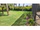Spacious backyard featuring a manicured lawn, mature landscaping, and room for outdoor activities at 2668 Jablo Cir, North Port, FL 34288