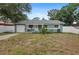 Charming single-story home with a blue exterior, well-maintained landscaping, and an attached garage at 2824 Oaklawn Ave, Largo, FL 33771
