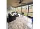 Screened patio with stone-look flooring, ideal for outdoor relaxation and entertaining at 3628 Nettle Creek Ct, Holiday, FL 34691