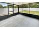 The screened porch with concrete floor offers backyard view and fresh air at 5383 Magdalene Way, Zephyrhills, FL 33541