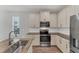 Kitchen island with stainless steel sink, granite countertops and ample cabinet space at 3027 W Spruce St, Tampa, FL 33607