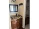 Bathroom with granite countertops, wooden cabinets, and updated fixtures at 1317 W Alicia Ave, Tampa, FL 33604