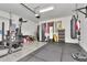 Well-equipped garage gym featuring a variety of equipment and storage solutions for an active lifestyle at 8410 Red Spruce Ave, Riverview, FL 33578
