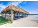 Tropical tiki bar overlooking the pool, featuring a thatched roof, bar seating, and a relaxed atmosphere at 9188 Forge Breeze Loop, Wesley Chapel, FL 33545