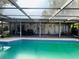 The screened pool is adjacent to the covered patio, creating an ideal outdoor living space at 3565 E Lake Dr, Land O Lakes, FL 34639