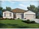 Charming single-story home featuring a two-car garage and well-manicured lawn with lush landscaping at 1780 Draughton Dr, Zephyrhills, FL 33541