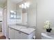 Bright bathroom with granite countertop vanity and decorative mirror at 18109 Kara Ct, Tampa, FL 33647