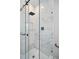 Luxurious shower with frameless glass, rainfall shower head, and built-in niche at 2110 W Farwell Dr, Tampa, FL 33603