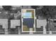Monochrome aerial view displays home with backyard pool and pond, delineated by address 14506 Sutter Pl Tampa, FL 33625 at 14506 Sutter Pl, Tampa, FL 33625