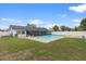 Backyard view of a refreshing private pool with seating and green grass, ideal for relaxation and outdoor enjoyment at 14506 Sutter Pl, Tampa, FL 33625