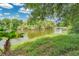 Enjoy the tranquil views of the backyard pond, creating a serene backdrop for outdoor relaxation at 22802 Roderick Dr, Land O Lakes, FL 34639