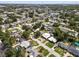 Wide aerial view of a residential neighborhood with lush trees and a waterway at 9033 3Rd N St, St Petersburg, FL 33702