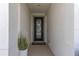Inviting front entry featuring a decorative front door, modern lighting, and neutral paint tones at 10815 Laxer Cay Loop, San Antonio, FL 33576