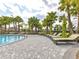 Inviting community pool with lounge chairs and umbrellas, creating a resort-like atmosphere at 3137 Marine Grass Dr, Wimauma, FL 33598