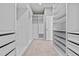Bright walk-in closet with custom shelving and drawers with carpeted floors at 10516 Tranquil Meadow Loop, Riverview, FL 33569