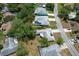 An aerial view shows a home with a screened-in pool, lush landscaping, and a serene residential neighborhood at 7337 Cone Shell Dr, Spring Hill, FL 34607