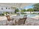 Community pool featuring shaded seating area with table and chairs at 2731 Penzance St, Palm Harbor, FL 34684