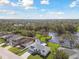 An aerial view of the homes and landscape including a beautiful lake at 3118 34Th Avenue E Dr, Bradenton, FL 34208