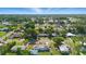 Aerial view of a residential neighborhood, surrounded by lush greenery and mature trees at 7214 Oakwood Dr, New Port Richey, FL 34652