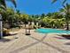 Beautiful community pool area surrounded by lush landscaping at 18018 Malakai Isle Dr, Tampa, FL 33647