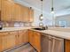 Kitchen with stainless steel dishwasher and sink, plus wood cabinetry at 1913 Blue River Rd, Holiday, FL 34691