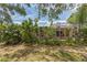 View of lush backyard featuring mature trees, landscaping and a screened patio at 251 Tropic W Blvd, Largo, FL 33770