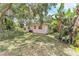 Backyard featuring a well-maintained lawn, privacy landscaping, and the back of the home at 251 Tropic W Blvd, Largo, FL 33770