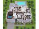 An aerial view of the floor plan showcases bedrooms, a game room, a pool, and a backyard at 4309 W Beachway Dr, Tampa, FL 33609