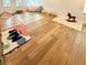 Bright playroom with hardwood floors featuring various play mats and comfortable beanbag seating at 4309 W Beachway Dr, Tampa, FL 33609
