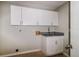 Functional laundry room with sleek white cabinets, granite countertop, and modern fixtures at 4266 Candler Ave, Spring Hill, FL 34609