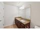 Bathroom features a granite countertop, wood cabinets and large mirror at 10124 Westpark Preserve Blvd, Tampa, FL 33625