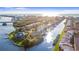 Stunning aerial view of waterfront homes, canals, a bridge, and the ocean skyline at 328 6Th Ave, Indian Rocks Beach, FL 33785