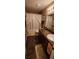 The bathroom has tiled floors, a vanity, a mirror, and a shower with a curtain at 7620 Tangle Rush Dr, Gibsonton, FL 33534