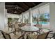 Relaxing covered poolside seating area with tables and chairs, perfect for enjoying the community pool at 7163 Talamore Dr, Wesley Chapel, FL 33545