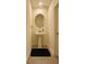 Powder room featuring a floating sink, an oval mirror, and modern fixtures at 2913 Suncoast Plains Dr, Odessa, FL 33556
