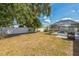 View of backyard with grassy area, enclosed pool, and surrounding fence at 2521 Carlisle Pl, Sarasota, FL 34231